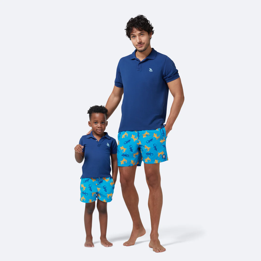 Tom & Teddy Gecko Boys Swim Shorts GECBO-J - Blue/ Orange