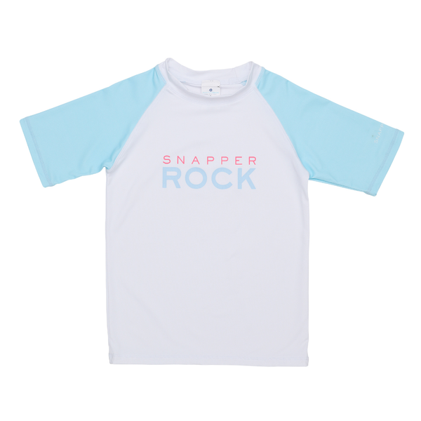 Snapper Rock Lt Blue Sleeve Sustainable Short Sleeve Rash Top B10134S - Blue