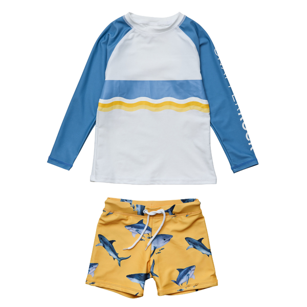 Snapper Rock Sunrise Shark Long Sleeve Baby Set B52015- Yellow