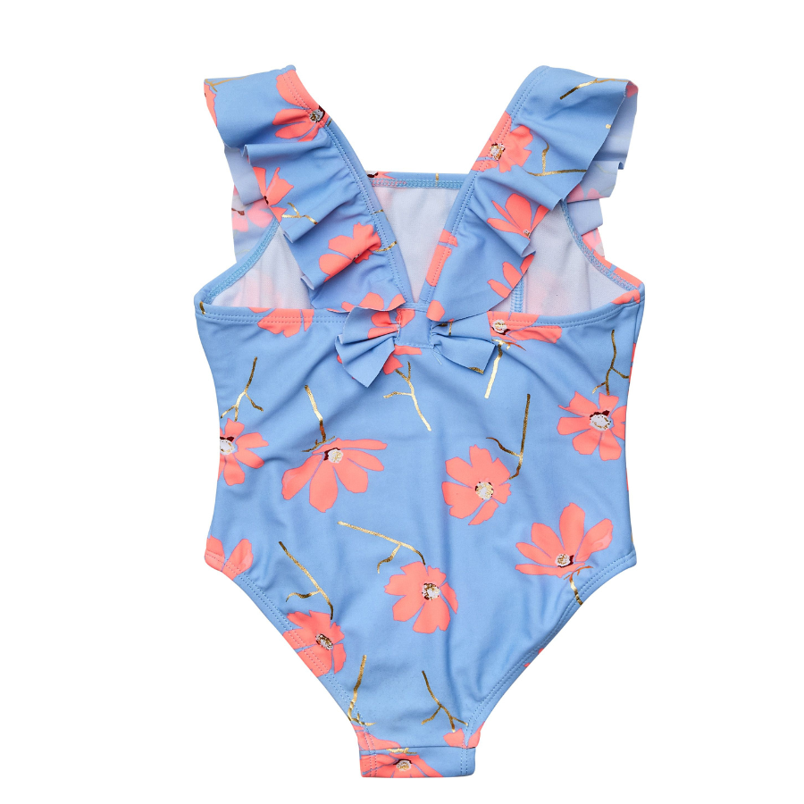 Snapper Rock Beach Bloom Ruffle Shoulder Swimsuit G13231- Blue