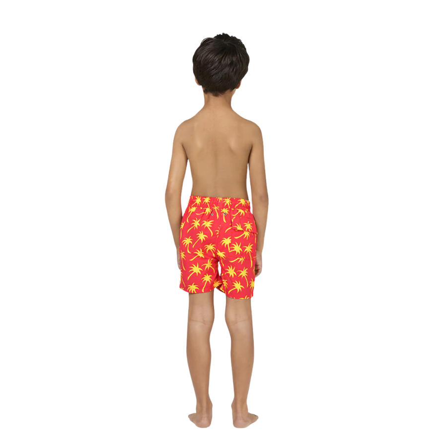 Tom & Teddy Palms Boys Swim Shorts PALCL-J - Coral/ Lime