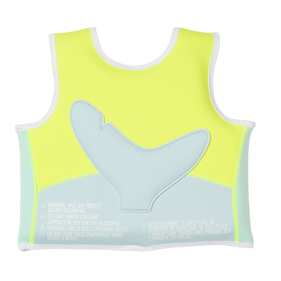 Sunnylife Salty The Shark Swim Vest 1-2 Aqua Neon Yellow SCMSVAQS