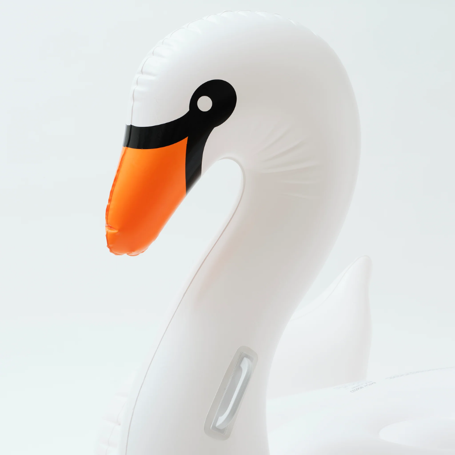 Sunnylife The Resort Original Luxe Ride-On Float Swan White On White SCSWAWHI
