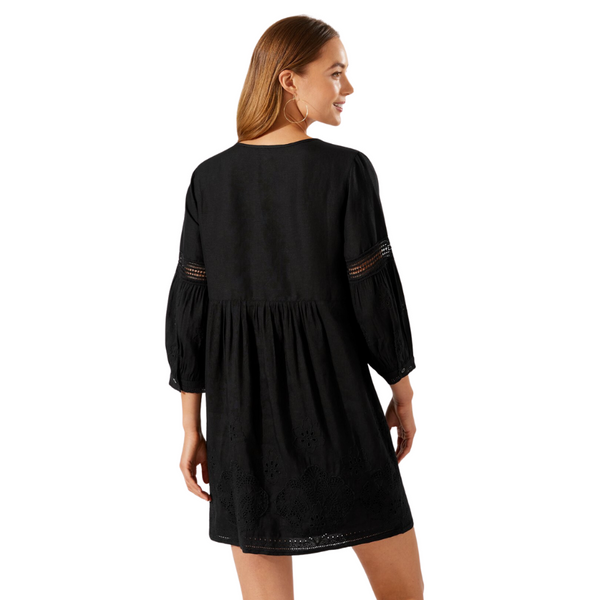 Tommy Bahama St. Lucia Full Sleeve Split Neck Dress SS500013 - Stand Alone Covers Black