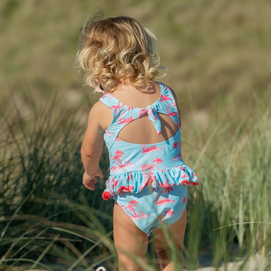 Snapper Rock Lighthouse Island Sustainable Skirt Swimsuit G13246 - Blue