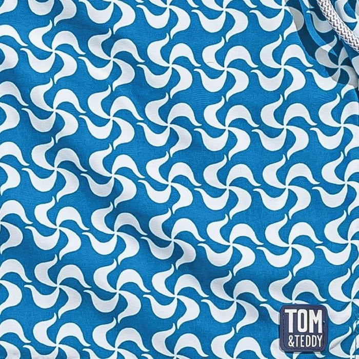 Tom & Teddy Mediterranean Tiles Mens Swim Shorts MEDTW - Teal/ White