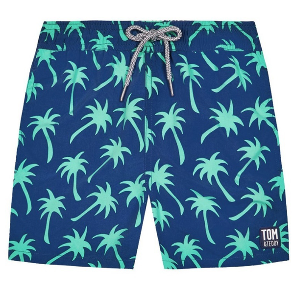 Tom & Teddy Boys Palms Swim Shorts PALNS-J- Navy/ Spring Green