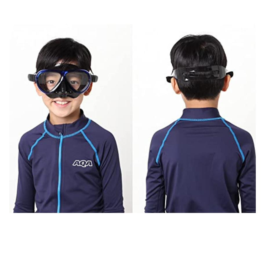 AQA Anemo Lite & Bixy Dry Sp Mask & Snorkel Set abv 9yr KZ-9102- Neon Blue