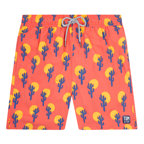 Tom & Teddy Cactus Mens Swim Shorts CACDR - Deep Red