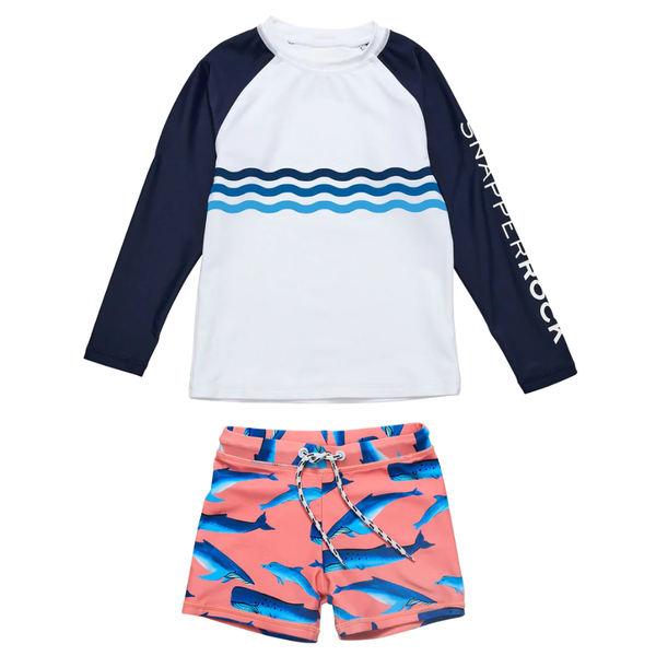 Snapper Rock Whale Tail Long Sleeve Baby Set B52016 - Peach