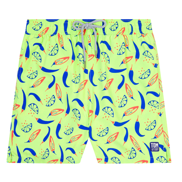 Tom & Teddy Chillis Mens Swim Shorts CHILB - Lime/ Blue
