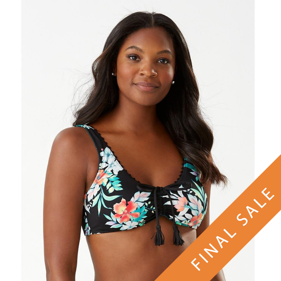 Tommy Bahama Reversible Ots Tie Front Bra TSW13004T- Floral Springs– Ocean  Paradise