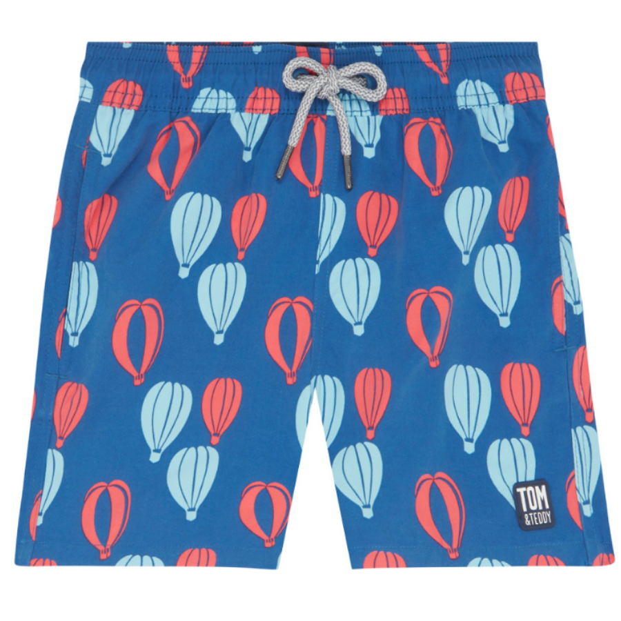 Tom & Teddy Balloons Mens Swim Shorts BALRB- Red/ Blue