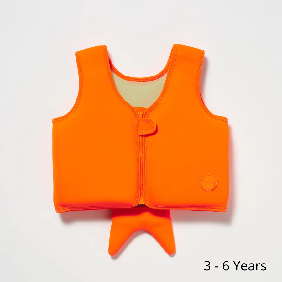 Sunnylife Swim Vest 3-6 Sonny The Sea Creature Neon Orange S3VVELSO