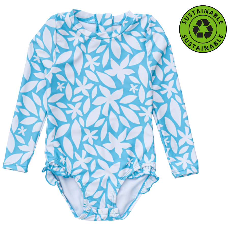 Snapper Rock Aqua Bloom Sustainable Ls Surf Suit G60017L- Blue