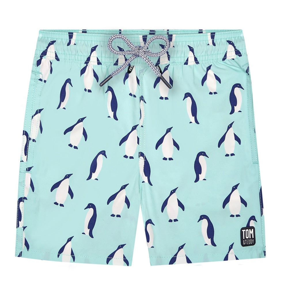 Tom & Teddy Penguin Boys Swim Shorts PENSB-J- Soft Blue
