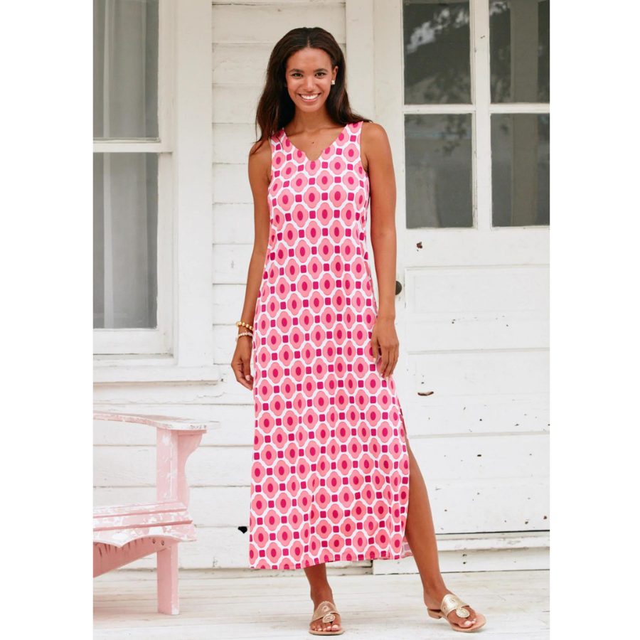 Cabana Life Coverluxe Side Slit Maxi Dress 377-CG23- Coral Gables Coral