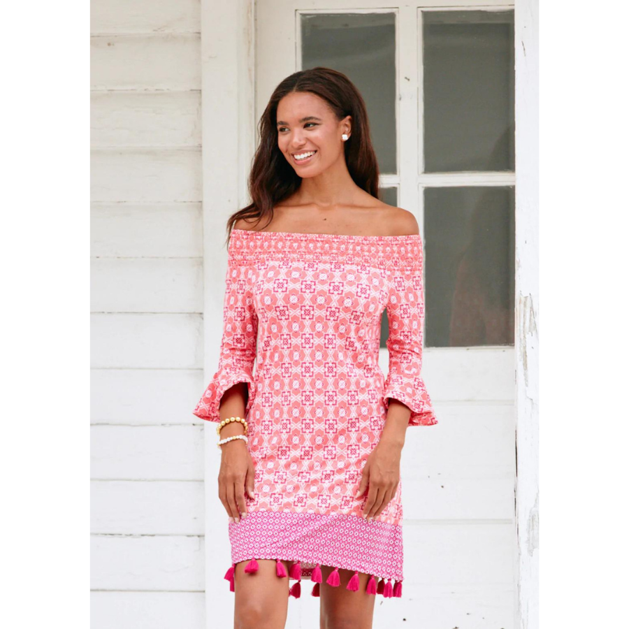 Cabana Life Coverluxe Smocked Dress 706-CG23- Coral Gables Coral