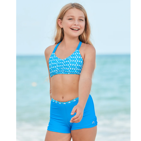 Cabana Life Tassel Long Sleeve Rashguard & Short Bikini Set 187-PV23 - Palm Valley Aqua