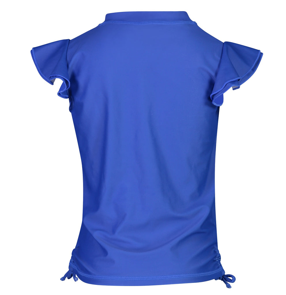 Snapper Rock Girls Rash Top Flutter Sleeve G10107S - Solids Blue