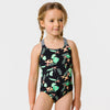 Snapper Rock Neon Rainforest Sustainable X Back Swimsuit G13220- Black