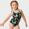 Snapper Rock Neon Rainforest Sustainable X Back Swimsuit G13220- Black