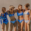 Snapper Rock Powder Blue Sustainable Stripe Shirred Bikini G15115- Blue