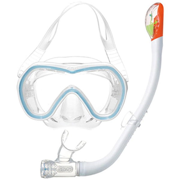 AQA Orca Soft & Sammy Dry Special Silicon Mask & Snorkel Set KZ-9001- White/ Crystal Blue
