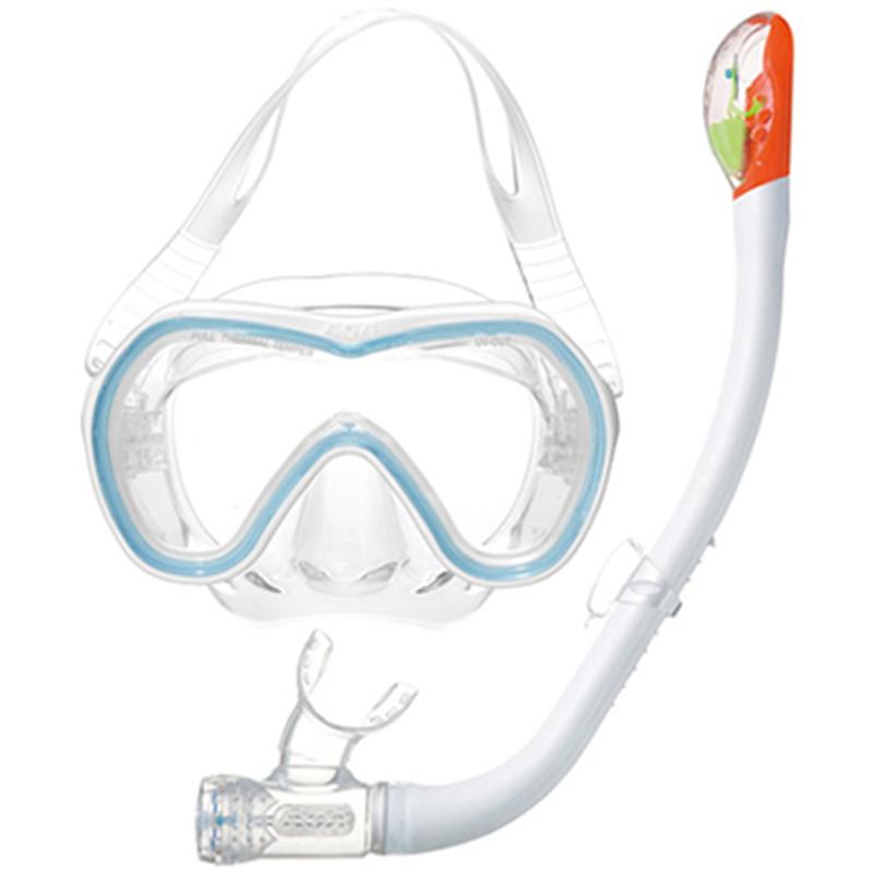 AQA Orca Soft & Sammy Dry Special Silicon Mask & Snorkel Set KZ-9001- White/ Crystal Blue