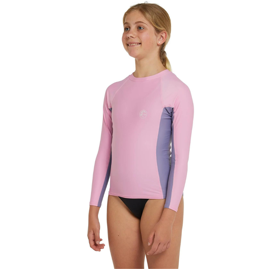 O'Neill Girls Classic UV Long Sleeve Rash Vest RG3346GA2PIN- Pink/Mist