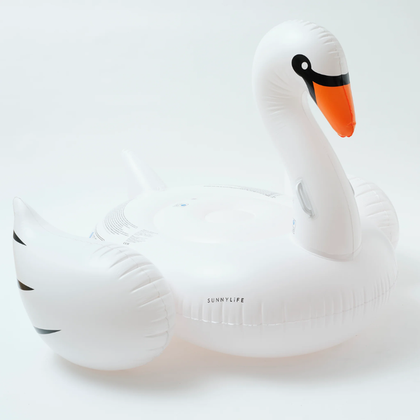 Sunnylife The Resort Original Luxe Ride-On Float Swan White On White SCSWAWHI