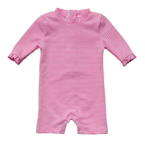 Snapper Rock Raspberry Stripe Long Sleeve Sunsuit G70819L- Pink