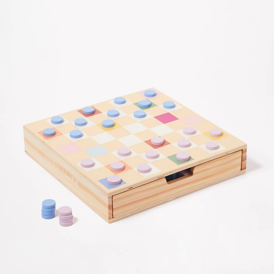 Sunnylife Wooden Chess And Checkers Majorelle S3WWCHCK