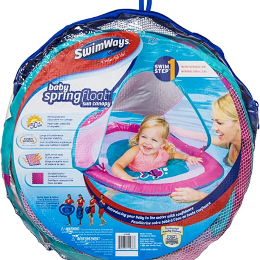 Swimways Baby Spring Float With Sun Canopy 00914AGR- Pink