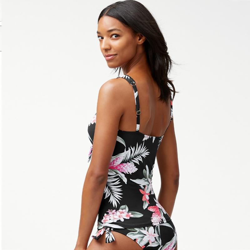 Tommy Bahama Over-The-Shoulder Faux Tie Front Tankini TSW80705T - Ginger Flowers