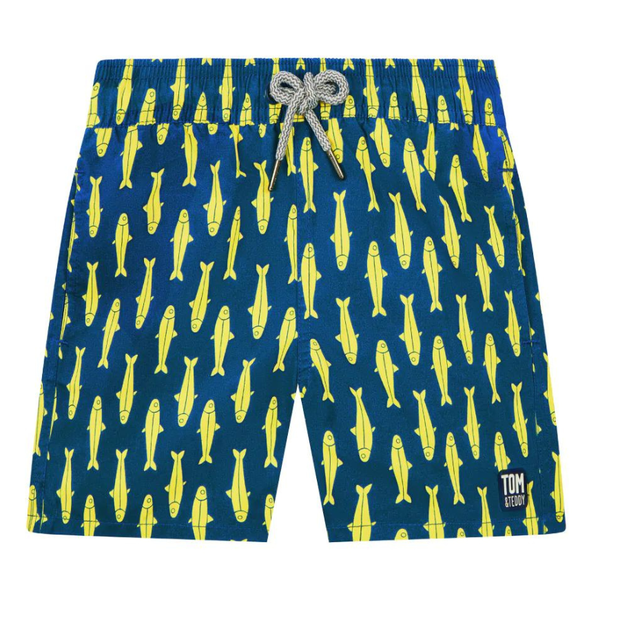 Tom & Teddy Sardines Mens Swim Shorts SARNY- Navy/ Yellow