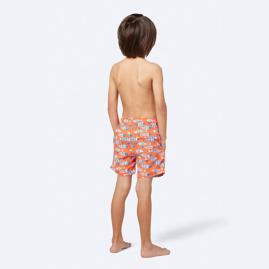 Tom & Teddy Fish Boys Swim Shorts FISHO-J - Striped Orange