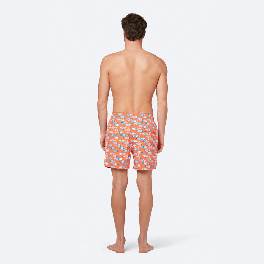 Tom & Teddy Fish Mens Swim Shorts FISHO - Striped Orange
