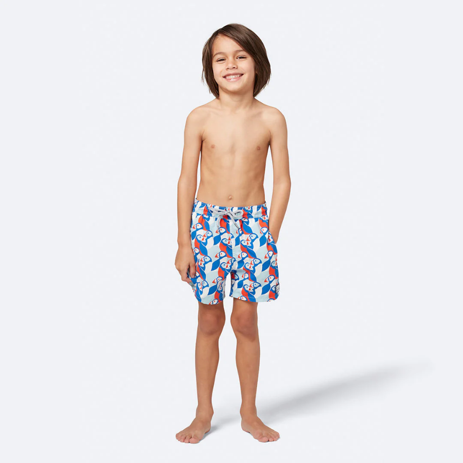 Tom & Teddy Puffin Boys Swim Shorts PUFBR-J - Blue/ Red