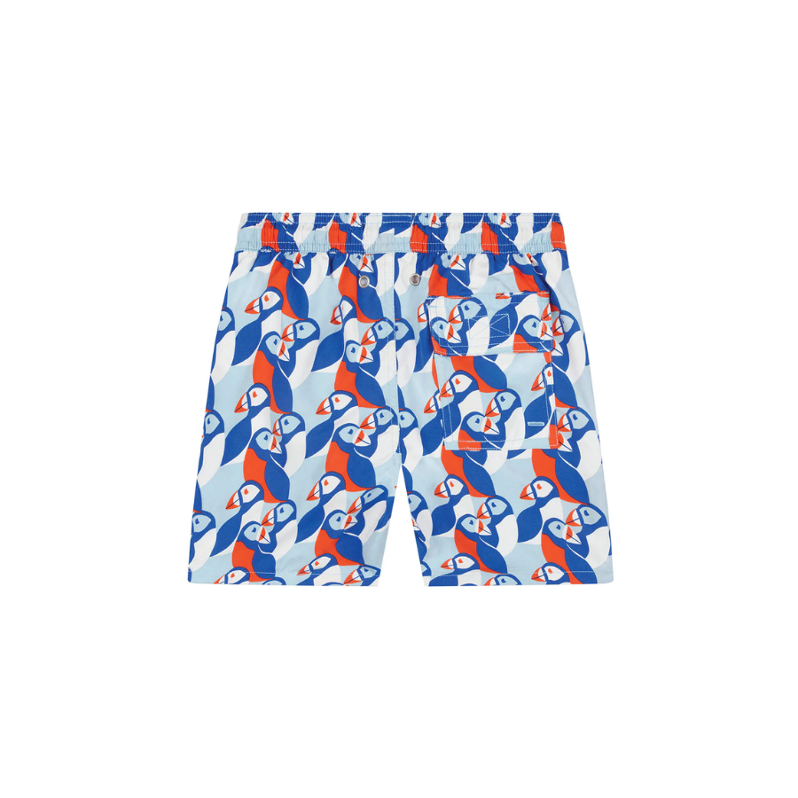 Tom & Teddy Puffin Boys Swim Shorts PUFBR-J - Blue/ Red