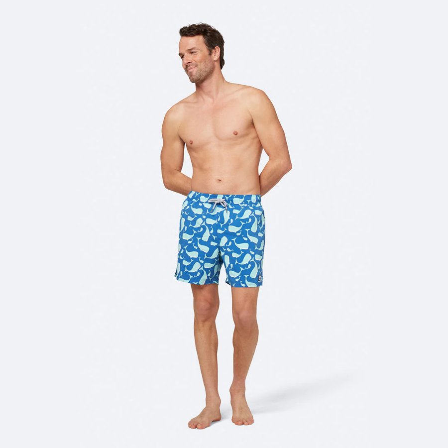 Tom & Teddy Whale Mens Swim Shorts WHANA - Navy/ Aqua