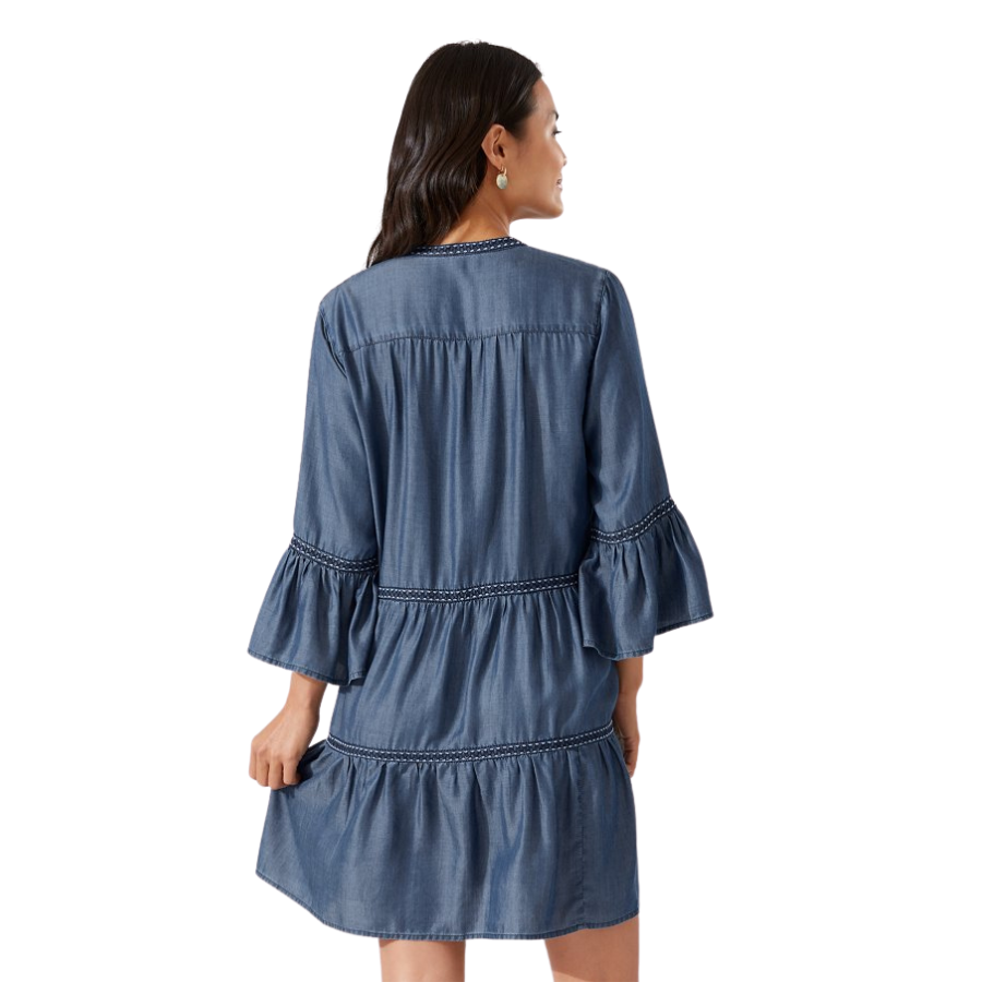 Tommy Bahama Embroidered Tier Dress SS500340- Standalone Covers Chambray