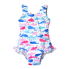 Flap Happy Upf 50+ Delaney Hip Ruffle Swimsuit RSPF - Rosy Whales 