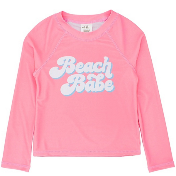 Feather 4 Arrow Girls Beach Babe Long Sleeve Rash Top 2G326BBA- Flamingo Pink