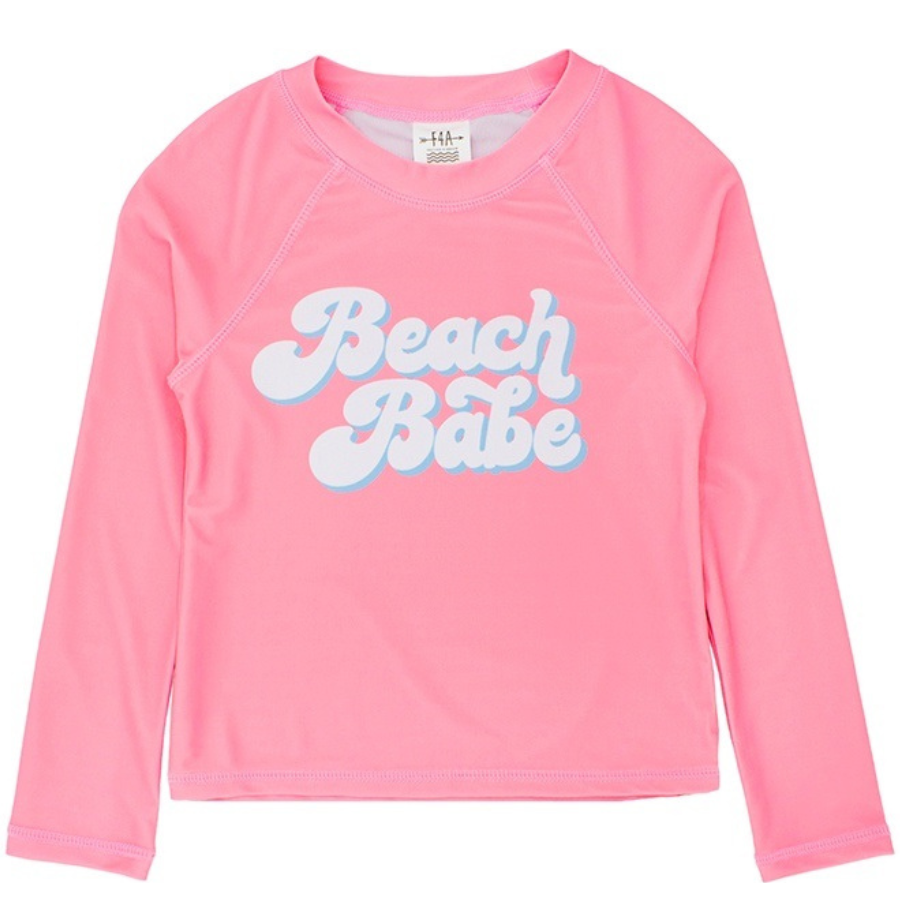 Feather 4 Arrow Girls Beach Babe Long Sleeve Rash Top 2G326BBA- Flamingo Pink