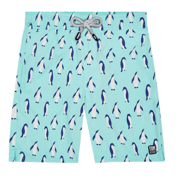 Tom & Teddy Penguin Men Swim Shorts PENSB- Soft Blue