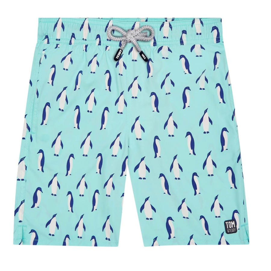 Tom & Teddy Penguin Men Swim Shorts PENSB- Soft Blue