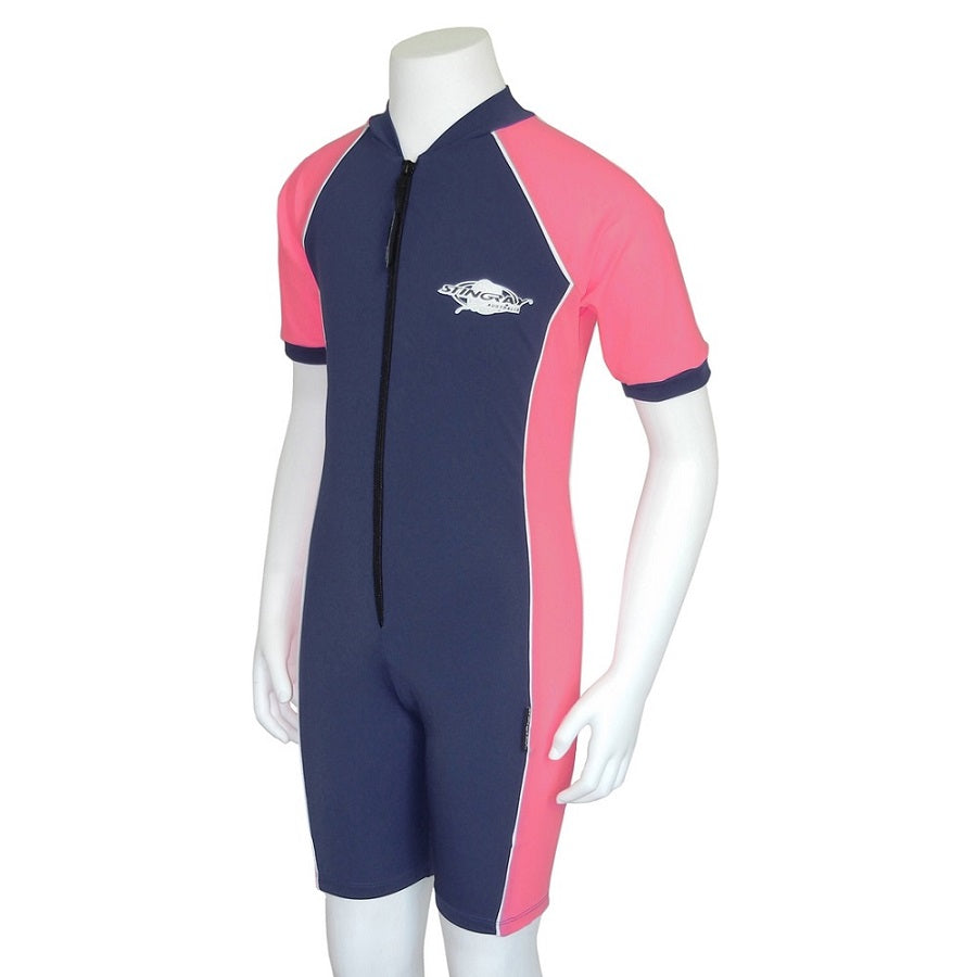 Stingray Youth Raysuit Short Sleeves ST3002- Navy/Pink